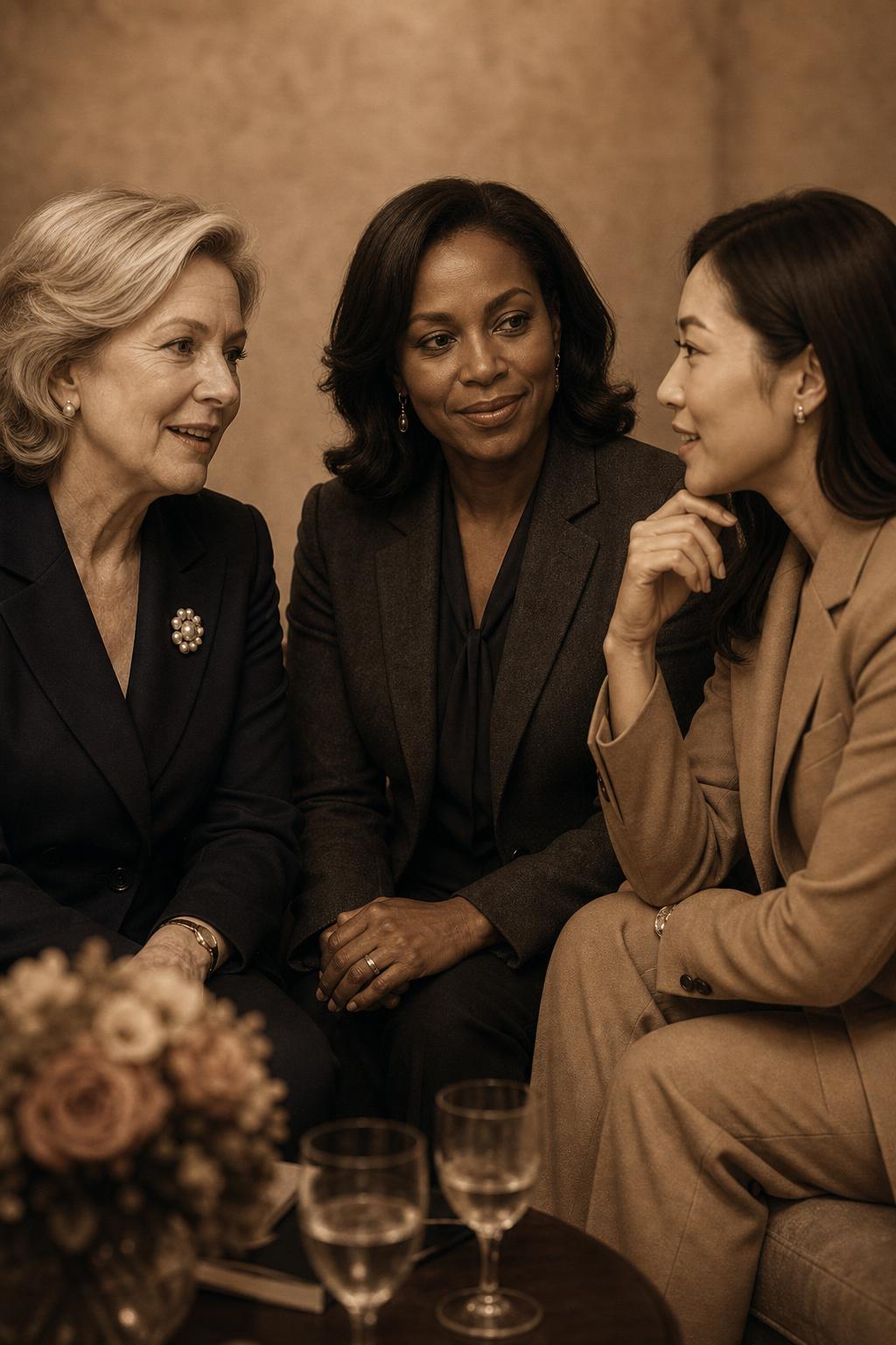Senior executive women in conversation at a luxury London gathering